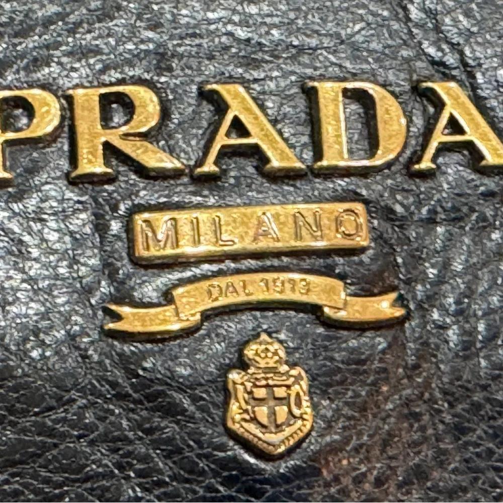 Prada Black Leather Tall Boots with Gold Logo Emblem - Picture 12 of 12